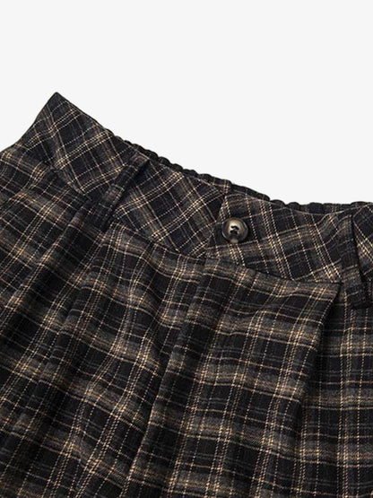 Plaid Cotton Cargo Shorts for Men - Oversized Fit with Multiple Pockets and Elastic Waistband?