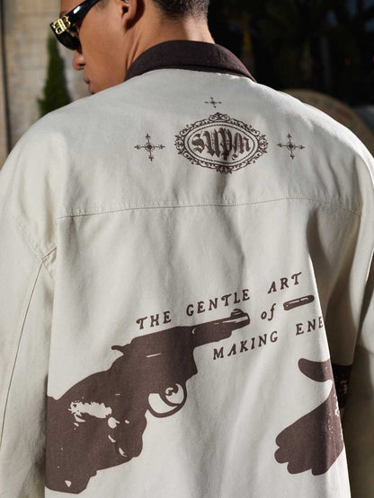 Supermade “Your God Is Not Here” Slogan Print Color-Blocked Embroidered Retro Canvas Set 