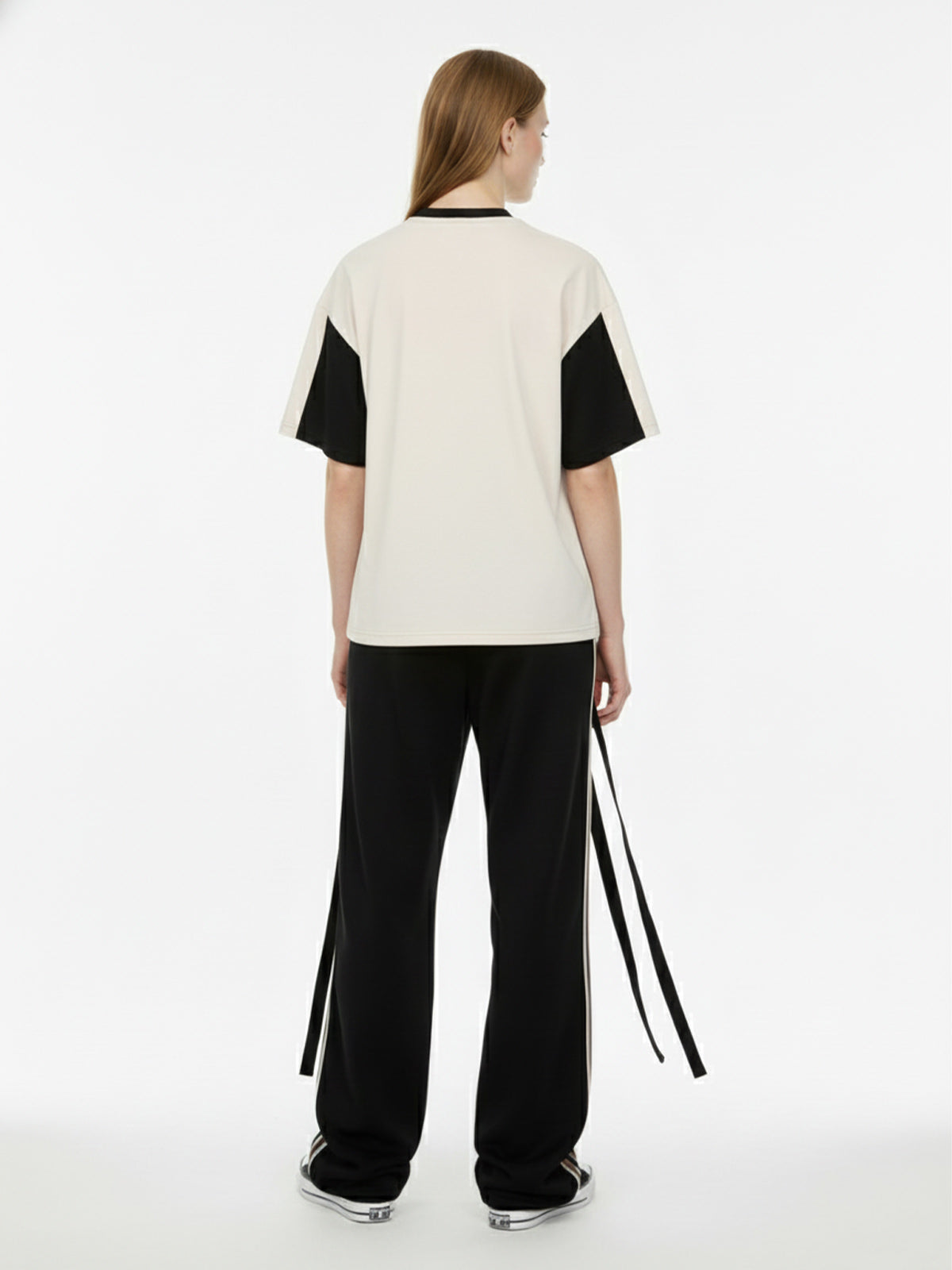 Thesupermade Horizontal Glitch Art Deconstruction Contrast Color Stitching Print T-shirt 