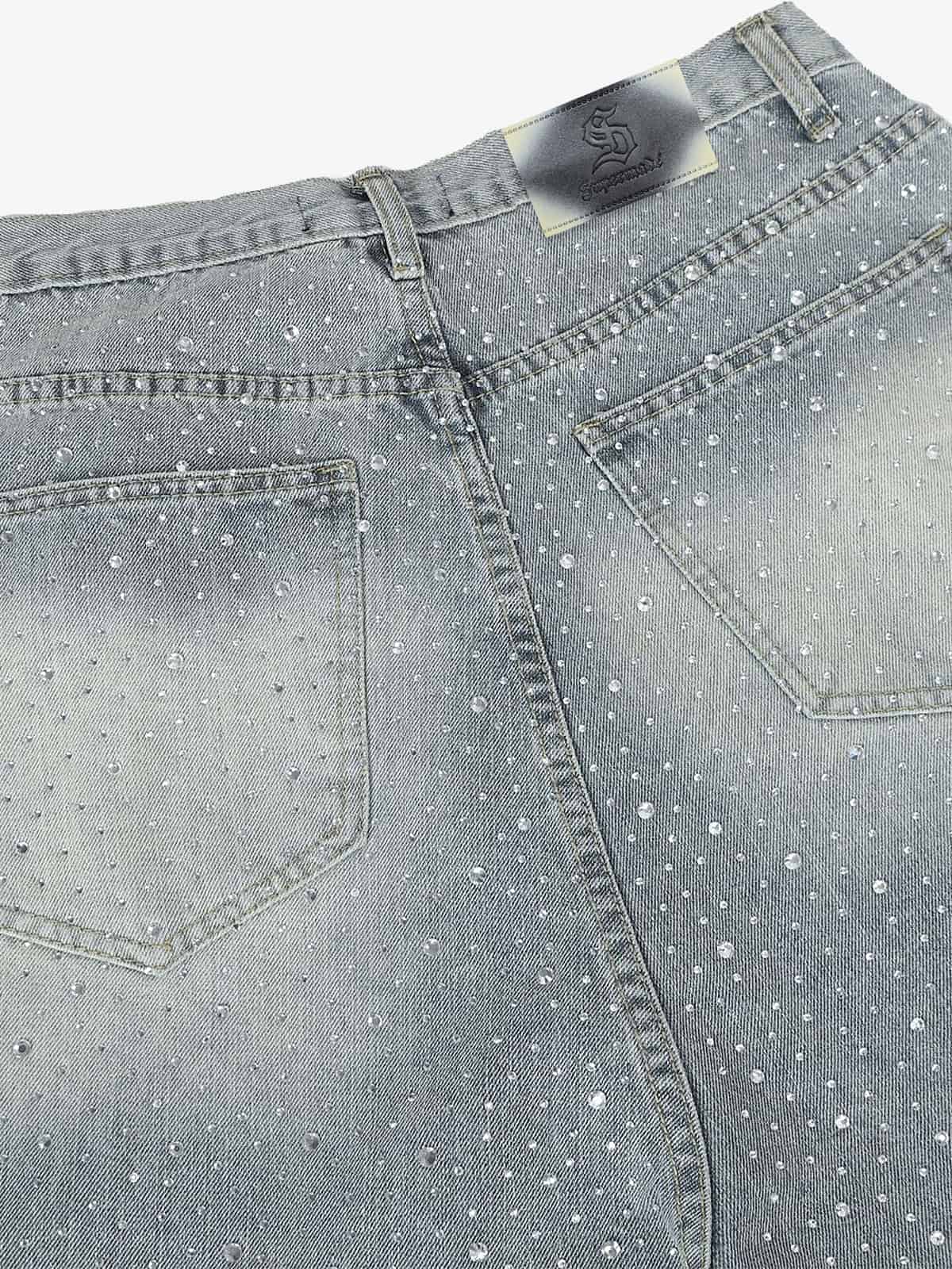 Sparkling Wide-Leg Denim Trousers for Stylish Comfort 