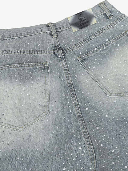 Sparkling Wide-Leg Denim Trousers for Stylish Comfort 