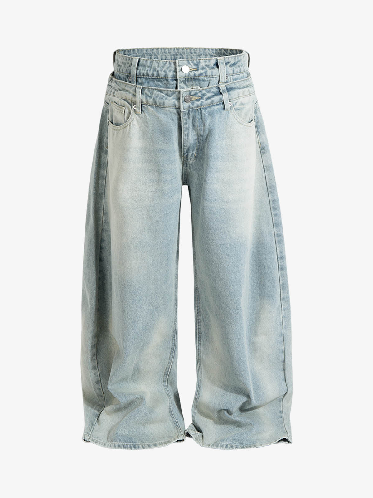 Light Wash Denim Wide Leg Cropped Pants High Waist Fashion Streetwear Style?