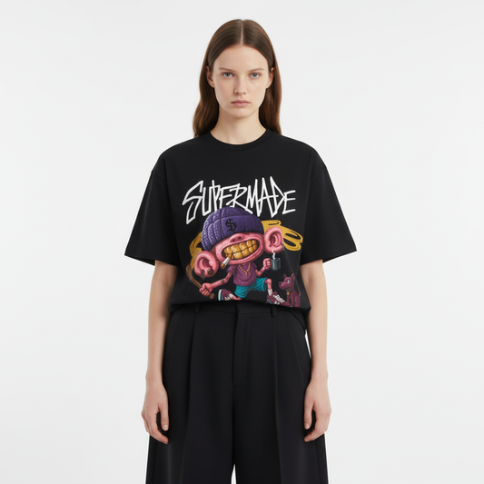 Thesupermade Cartoon Graffiti Trendy Weird Kid T-Shirt