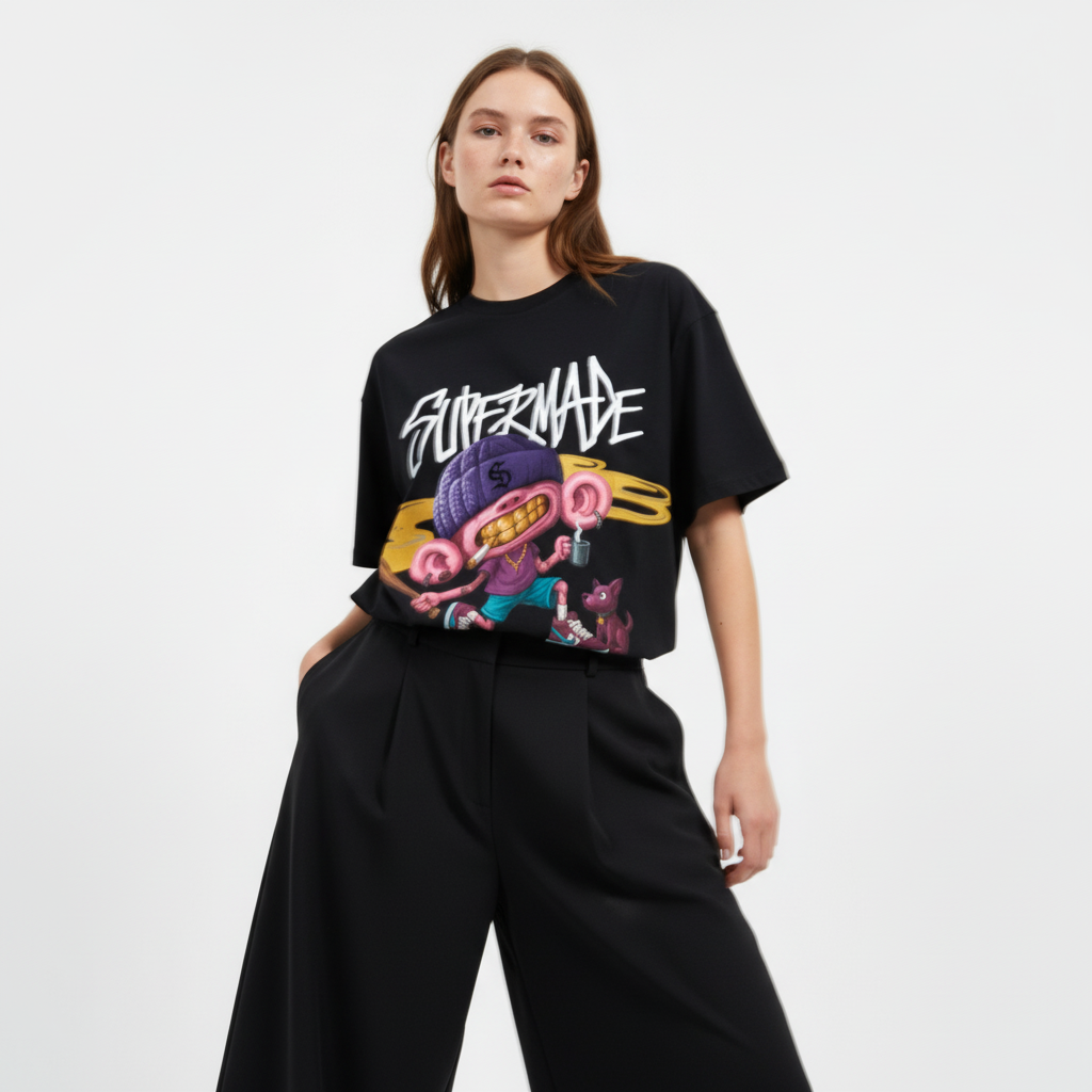 Thesupermade Cartoon Graffiti Trendy Weird Kid T-Shirt