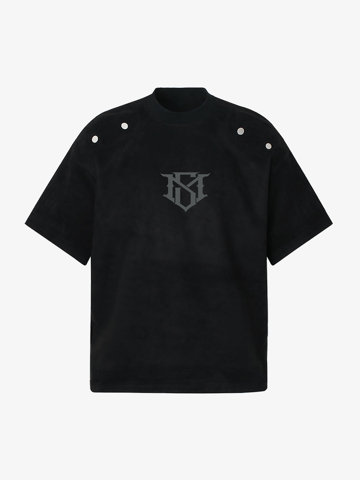 Metallic Print Suede Crew Neck T-Shirt 