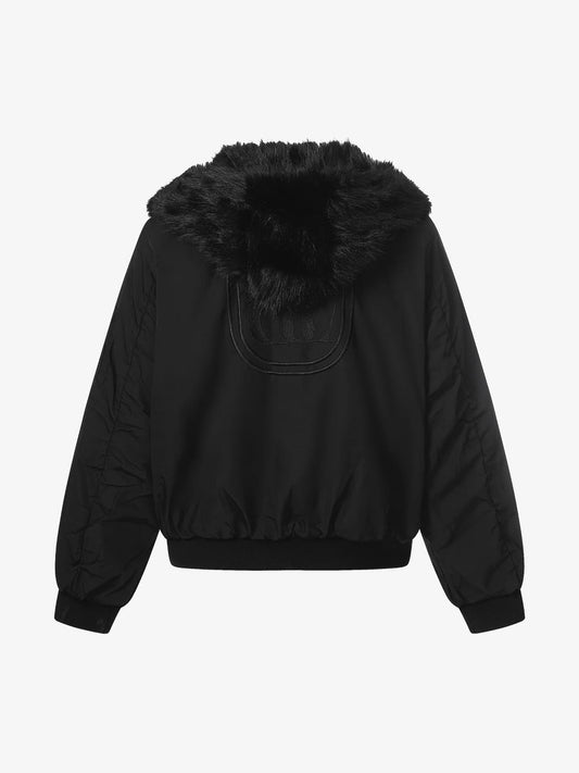 Stylish Faux Fur Trimmed Bomber Jacket for Winter Fashion 