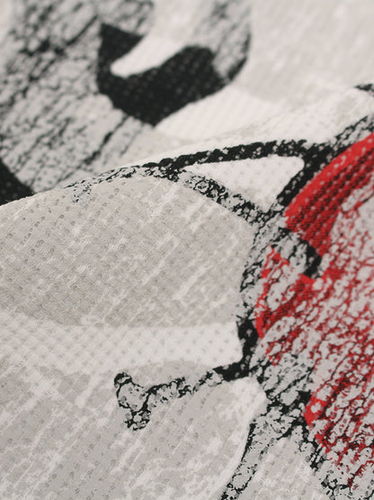 Cotton Blend Drip Print Oversized T-Shirt with Distressed Details 