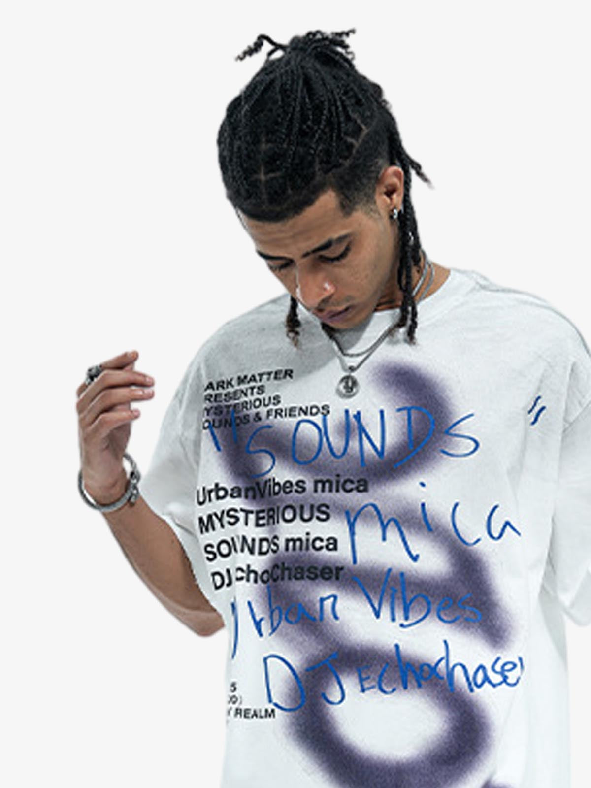 300G Cotton Spray-Marmot Distressed T-Shirt with Holes Urban Streetwear Graphic Tee?