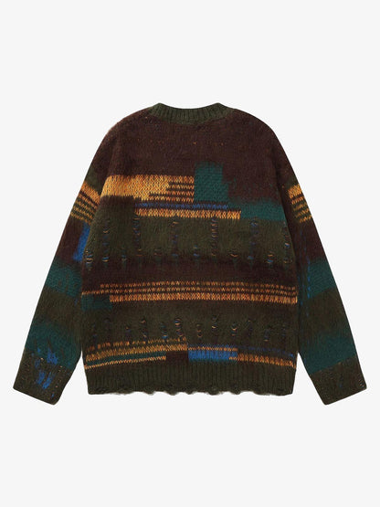 Geometric Irregular Striped Sweater 