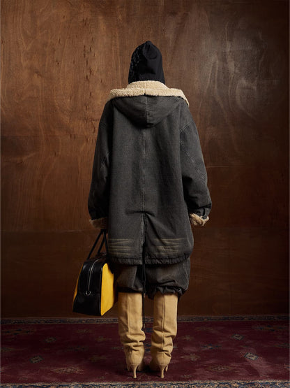 Winter-Ready Corduroy Jacket with Faux Fur Trim for Men 