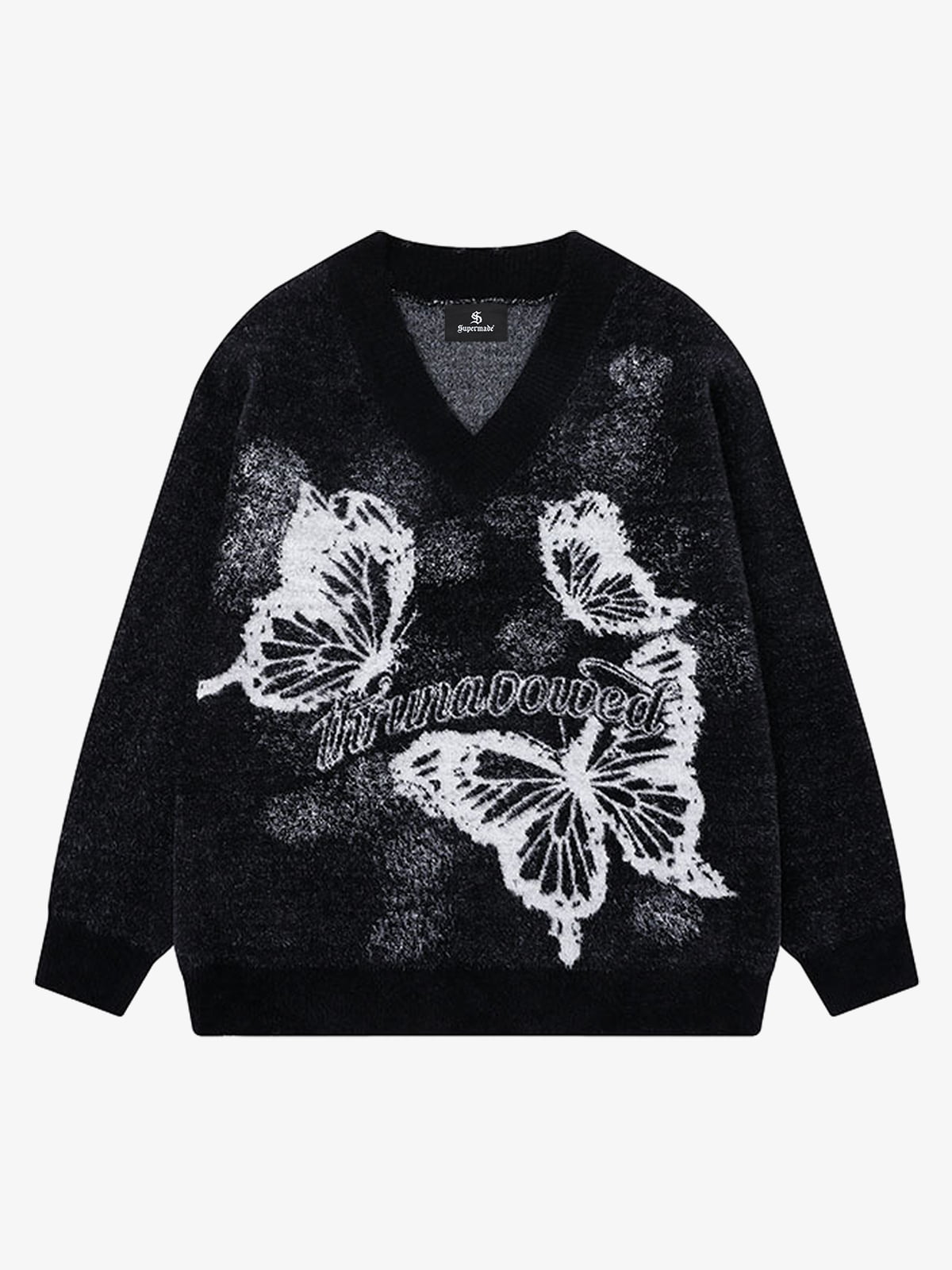 Stylish Butterfly Graphic V-Neck Sweater for Women 