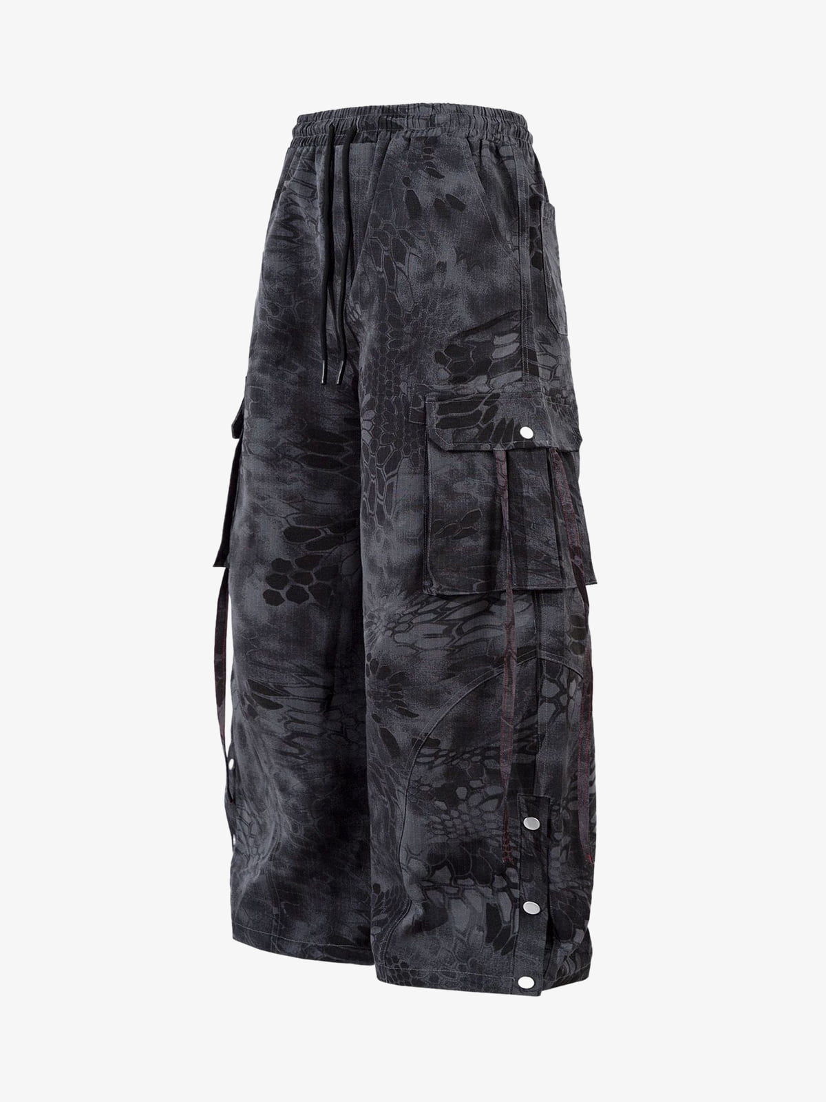 Camouflage Cargo Culottes with Adjustable Drawstring and Side Slits 