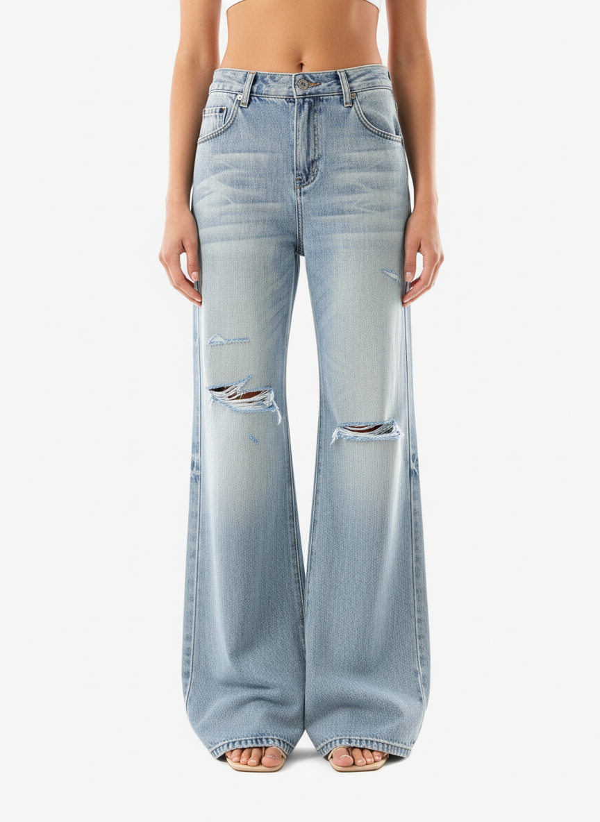 Denim Ripped Washed Distressed Jeans - 2503
