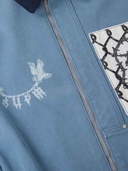 Supermade Multi-Element Appliqu¨¦ Patchwork Denim Suit?