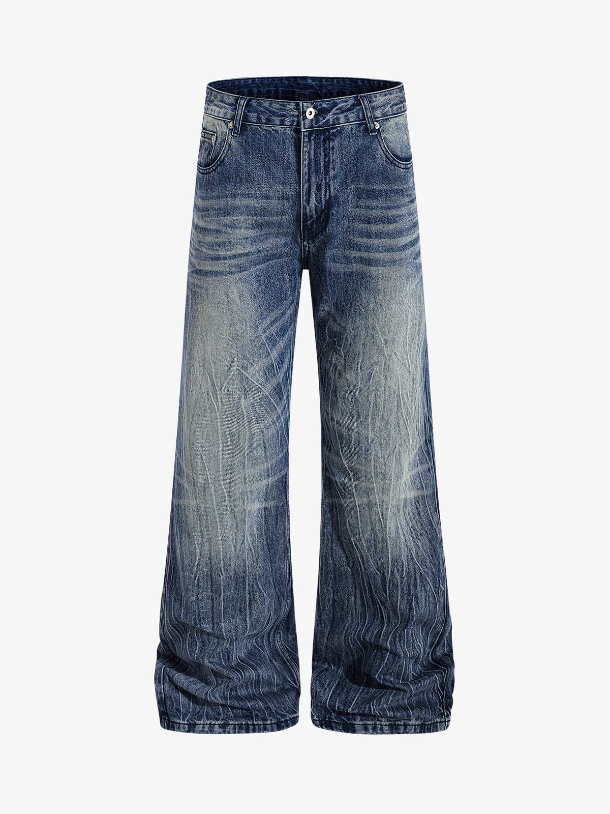 Denim Wide Leg Jeans with Faded Wash and Relaxed Fit?