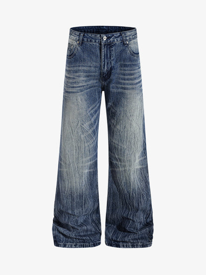 Denim Wide Leg Jeans with Faded Wash and Relaxed Fit?