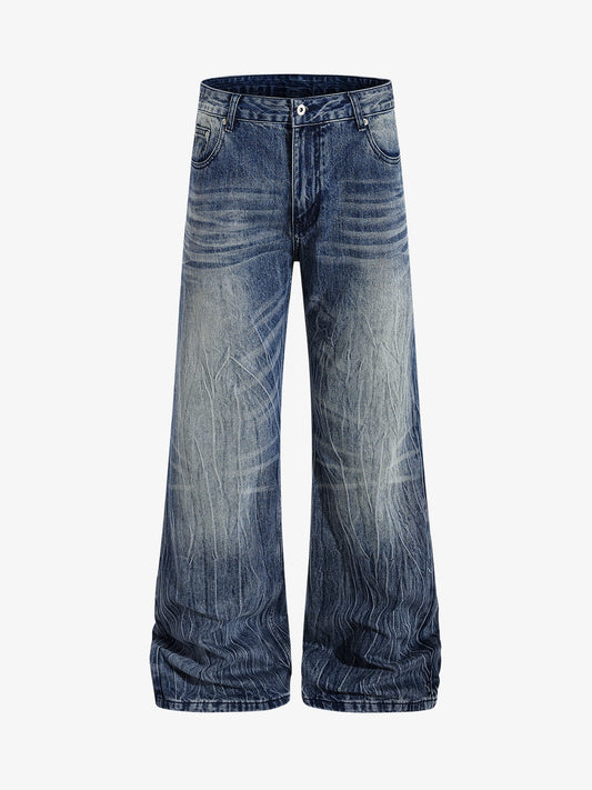 Denim Wide Leg Jeans with Faded Wash and Relaxed Fit?