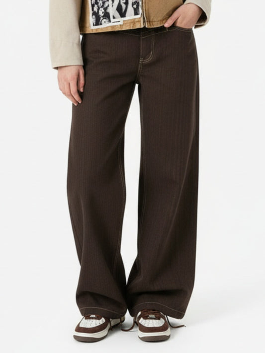 Vintage Contrast Thread Barrel Pants