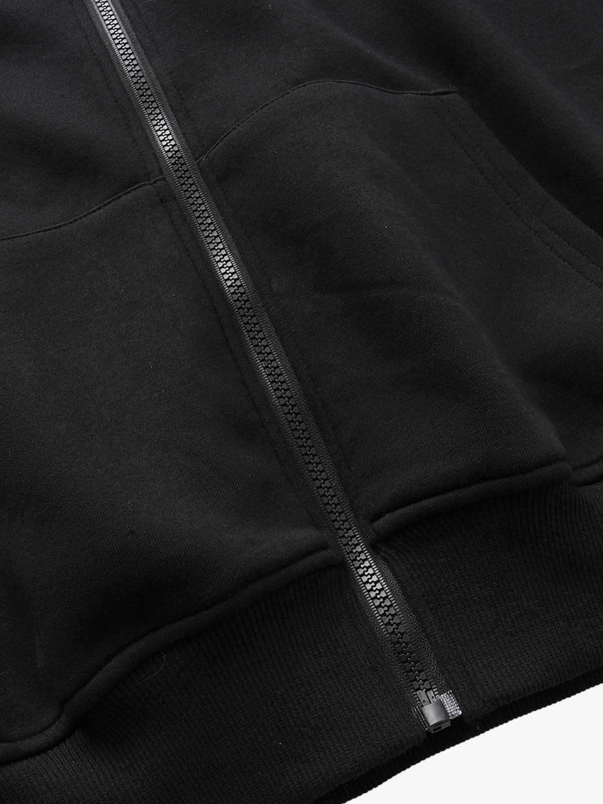 Cotton Blend Zip-Up Hoodie with Pocket Details for Men and Women 