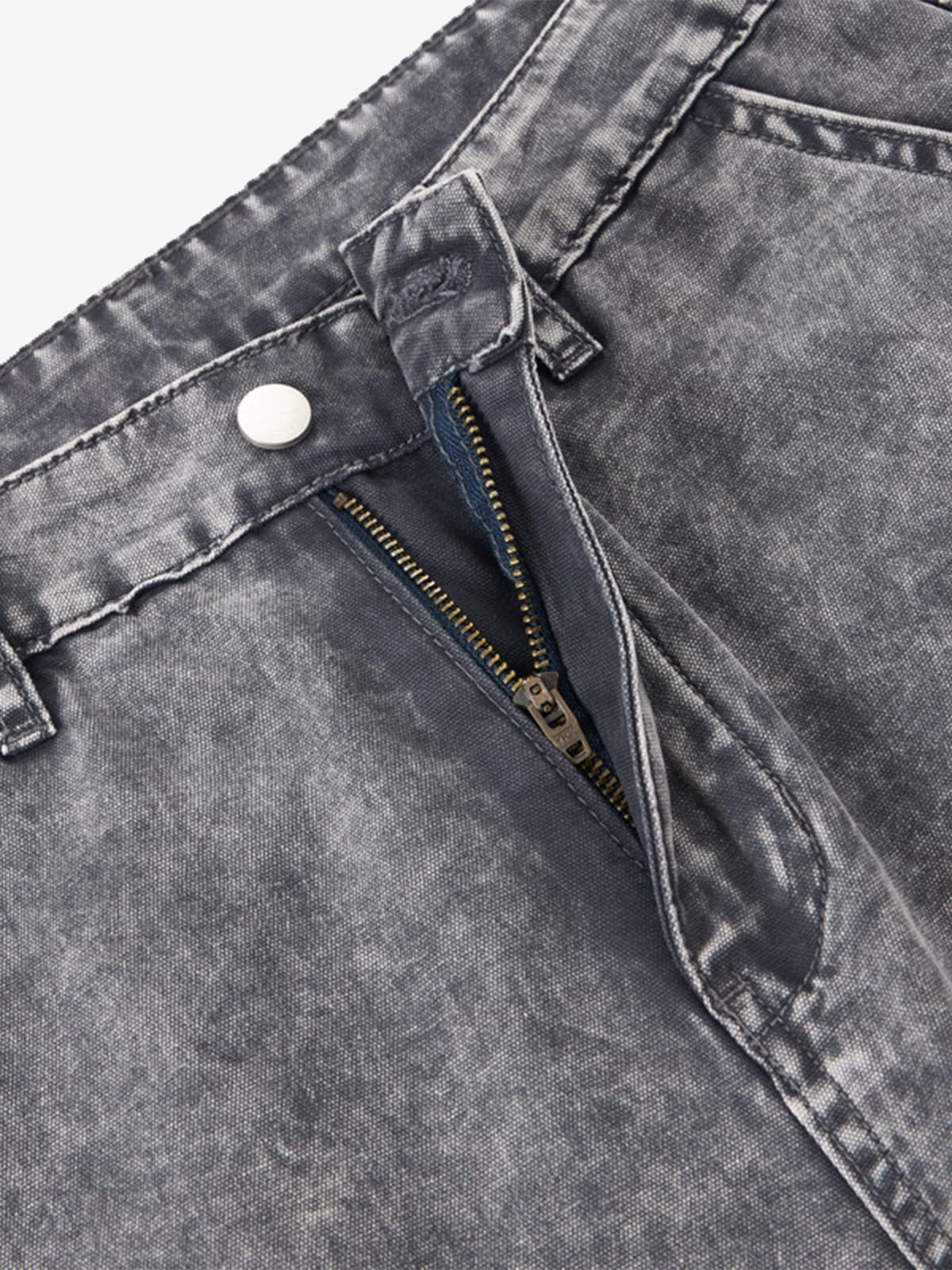 Vintage Acid-Washed Multi-Pocket Wide-Leg Cargo Barrel Jeans