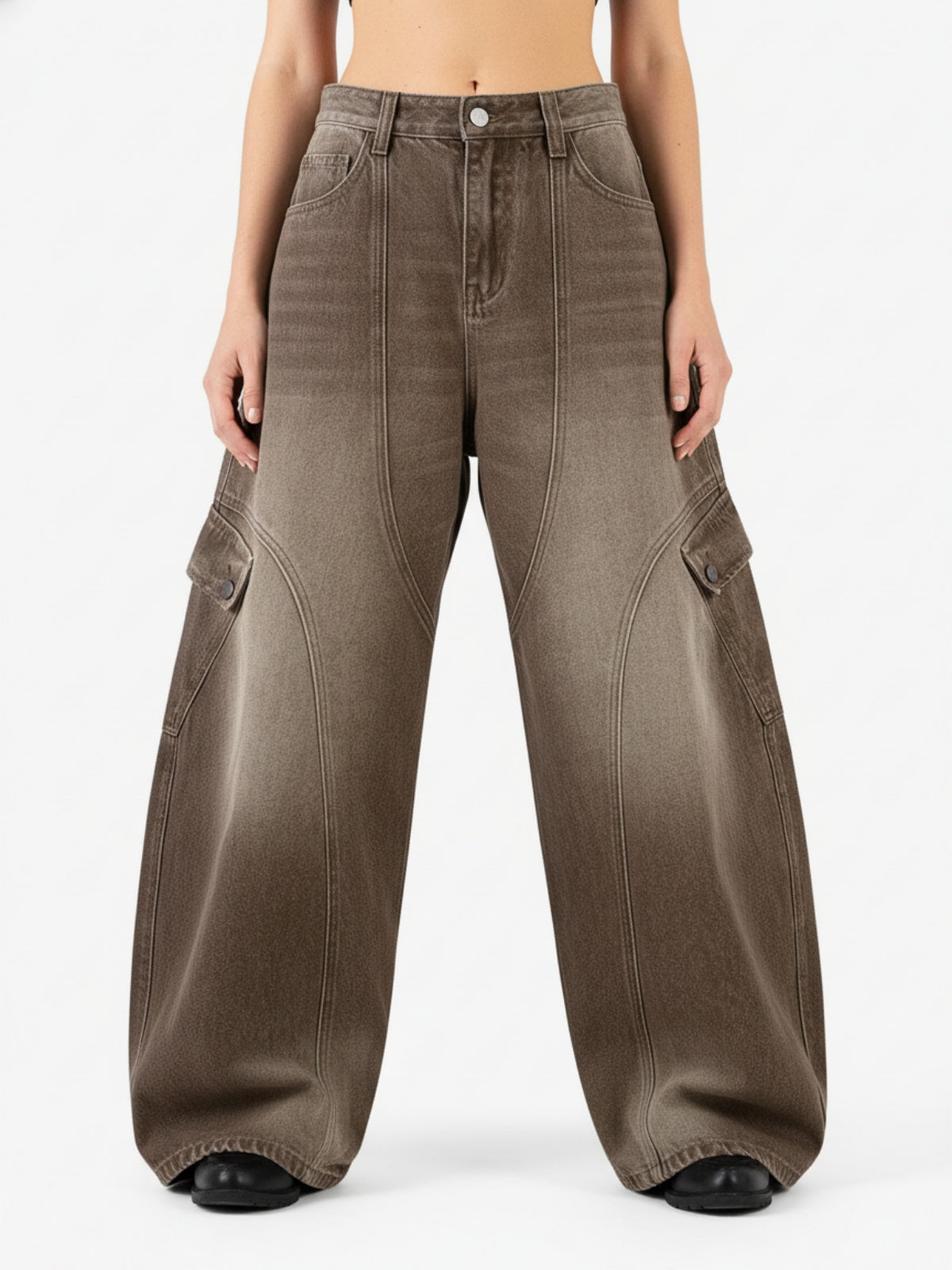 Vintage Washed Workwear Barrel Jeans