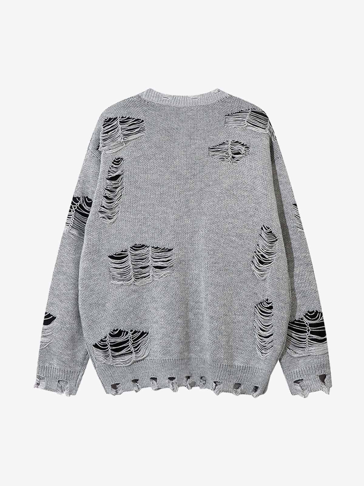 Retro Distressed Zipper Sweater 