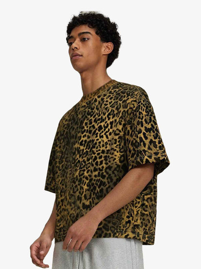 210G Cotton Leopard Print Oversized T-Shirt for Men Fashion Streetwear?