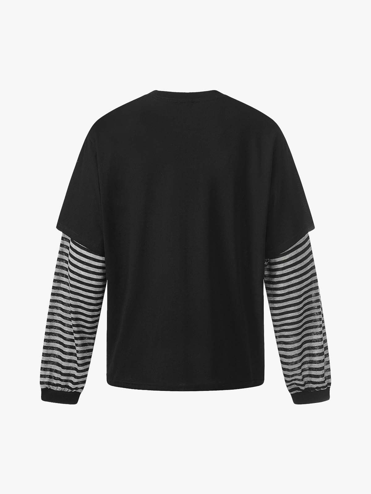 Cotton Blend Layered Sleeve Graphic T-Shirt with Star Print Design?