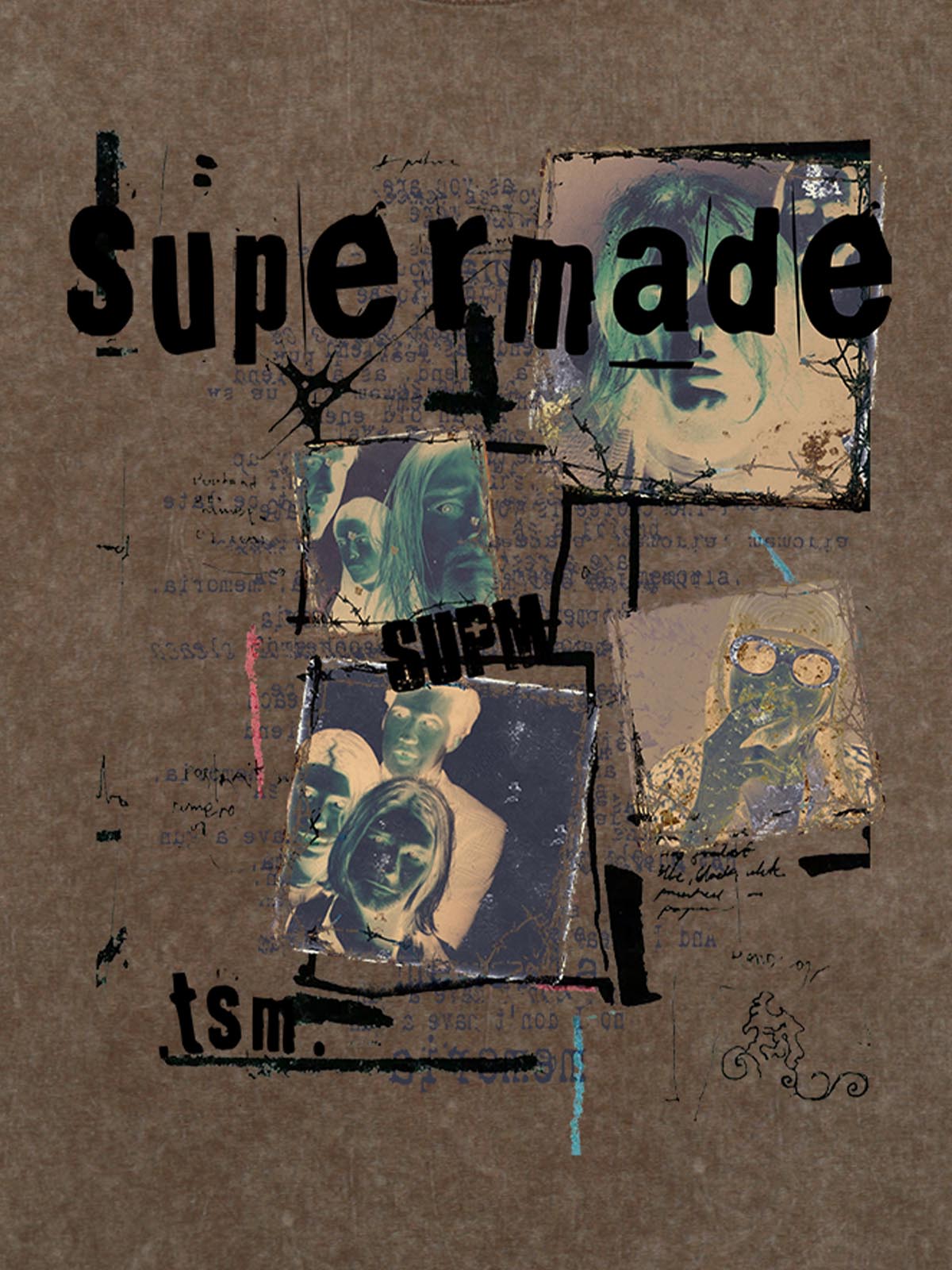 THE SUPERMADE Retro nostalgia Artistic Graphic Print T-Shirt with Collage Design 