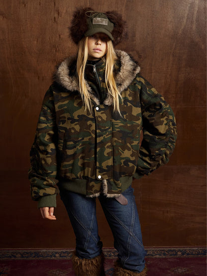 Winter-Ready Corduroy Jacket with Faux Fur Trim for Men 