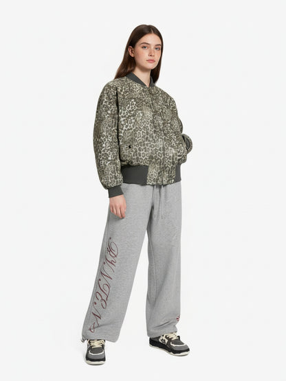 Vintage Leopard Print Bomber Jacket