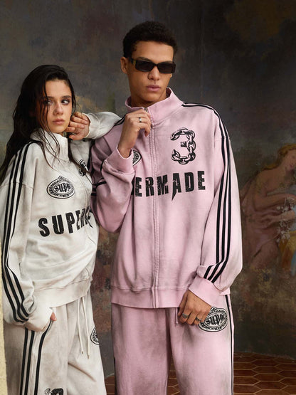 Supermade Vintage Distressed Size 3 Stand Collar Tracksuit 