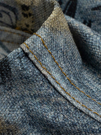 Ripped Holes Torn Optical Printed Jeans 