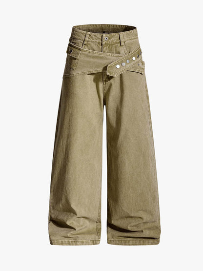 Street Detachable Belt Baggy Pants 