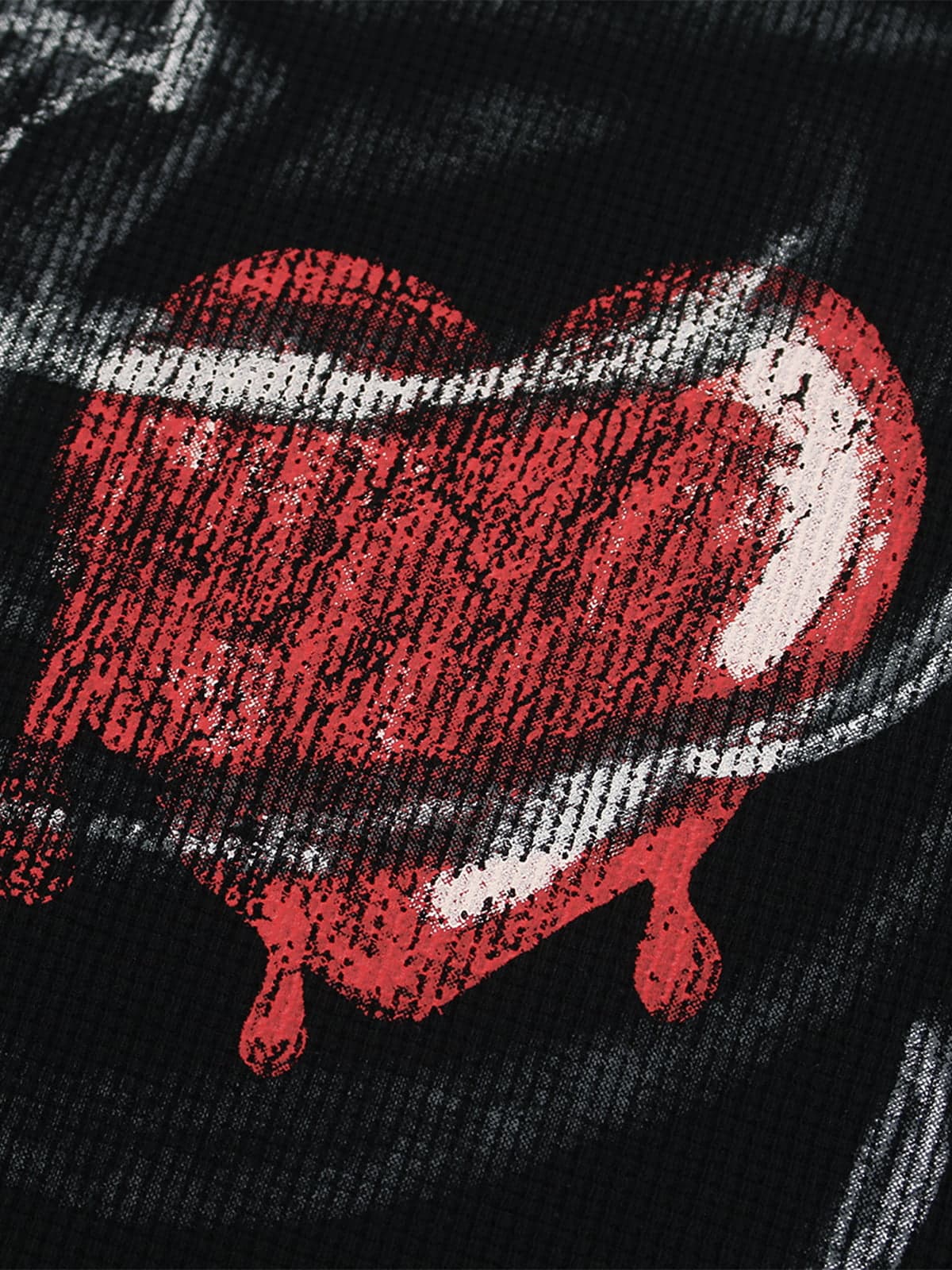 Cotton Blend Drip Print Oversized T-Shirt with Distressed Details 