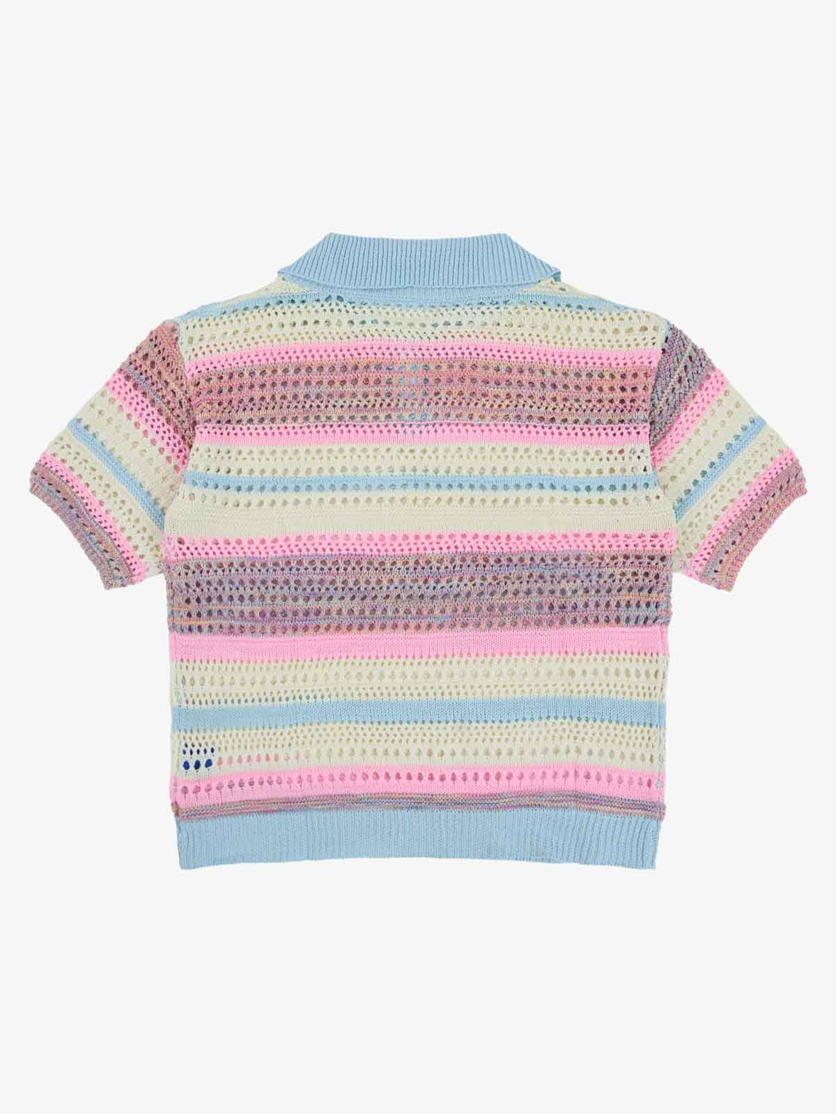 Knitted Striped Polo Shirt for Kids with Colorful Horizontal Patterns and Breathable Design 