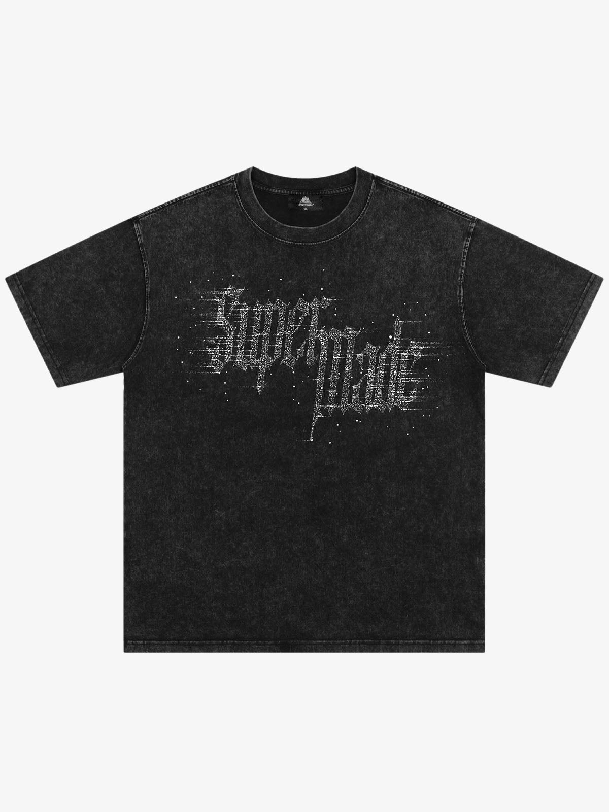 THE SUPERMADE Imitation Diamond Effect LOGO Graphic Tee with Bold Typography Design 