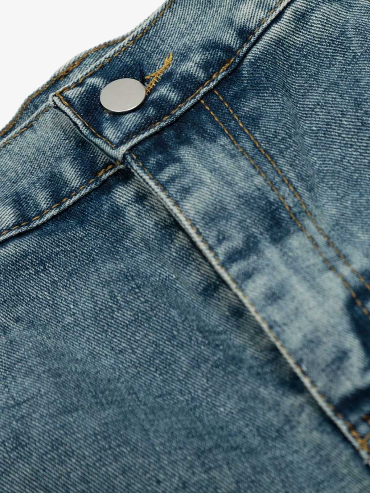 Denim Wide-Leg Biker Shorts with Striped Panel Design?