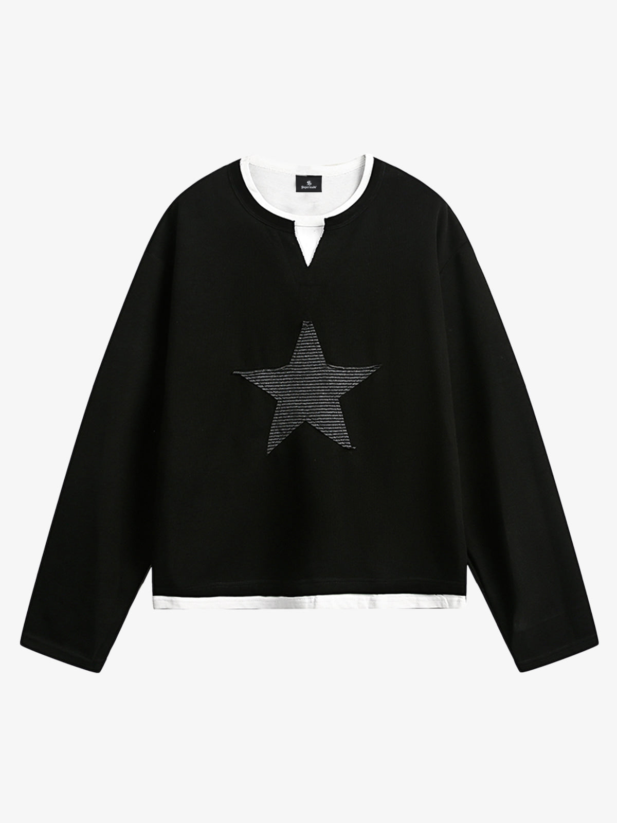 Cotton Blend Long Sleeve Star Print Crewneck Sweater for Women 