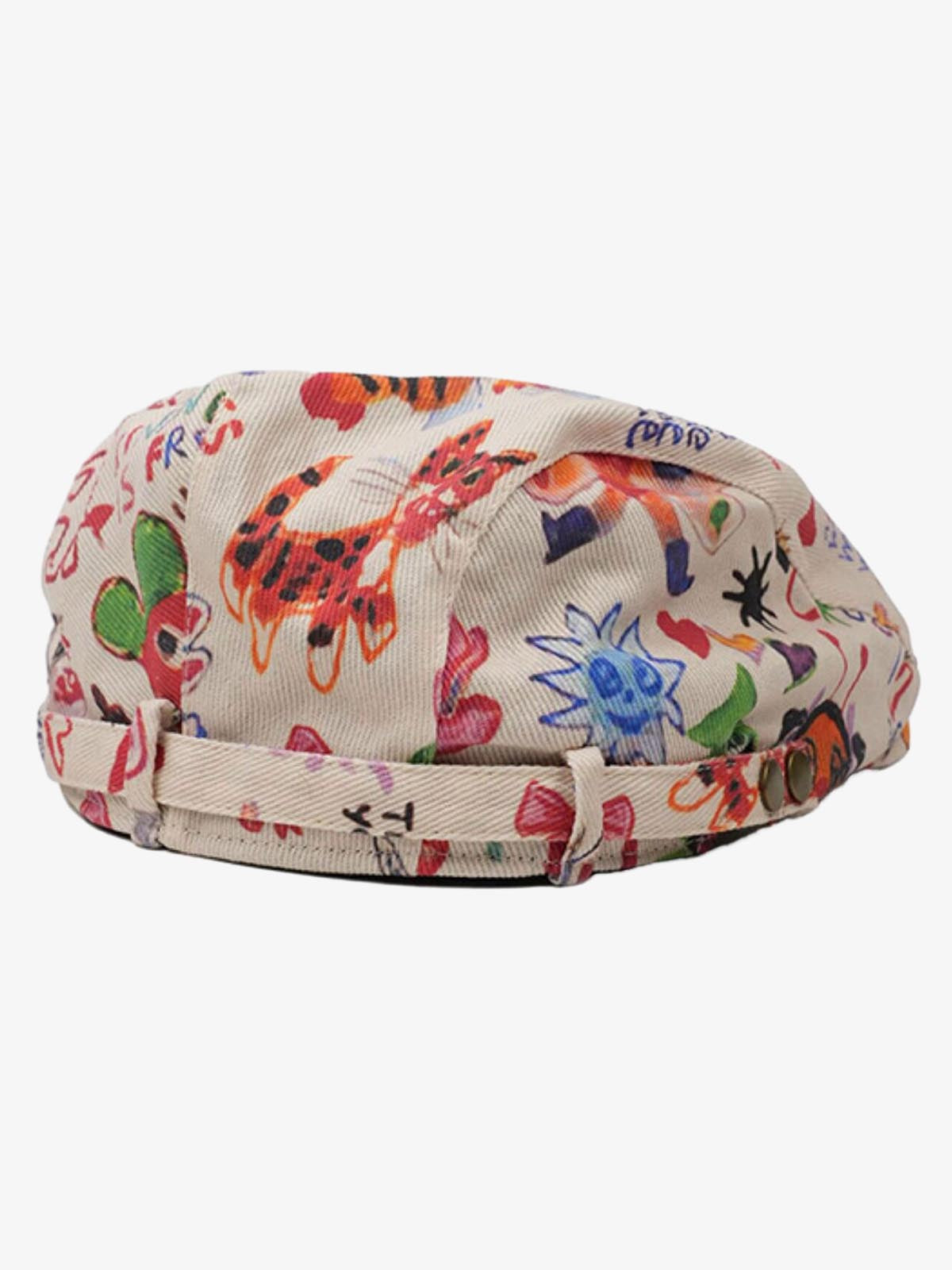 Cotton Embroidered Floral Flat Cap for Women - Black and Cream Design?