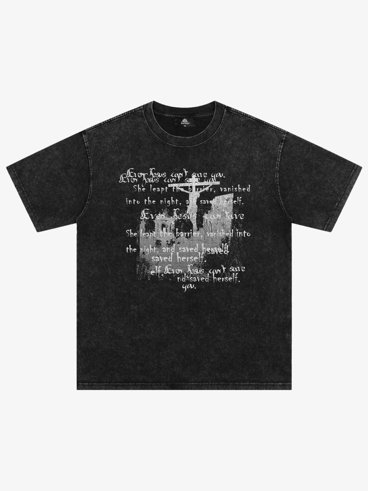THE SUPERMADE  Vintage-Style Graphic T-Shirt with Inspirational Text and Cross Design 