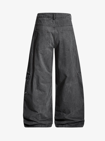 Washed Cargo Webbing Baggy Pants 