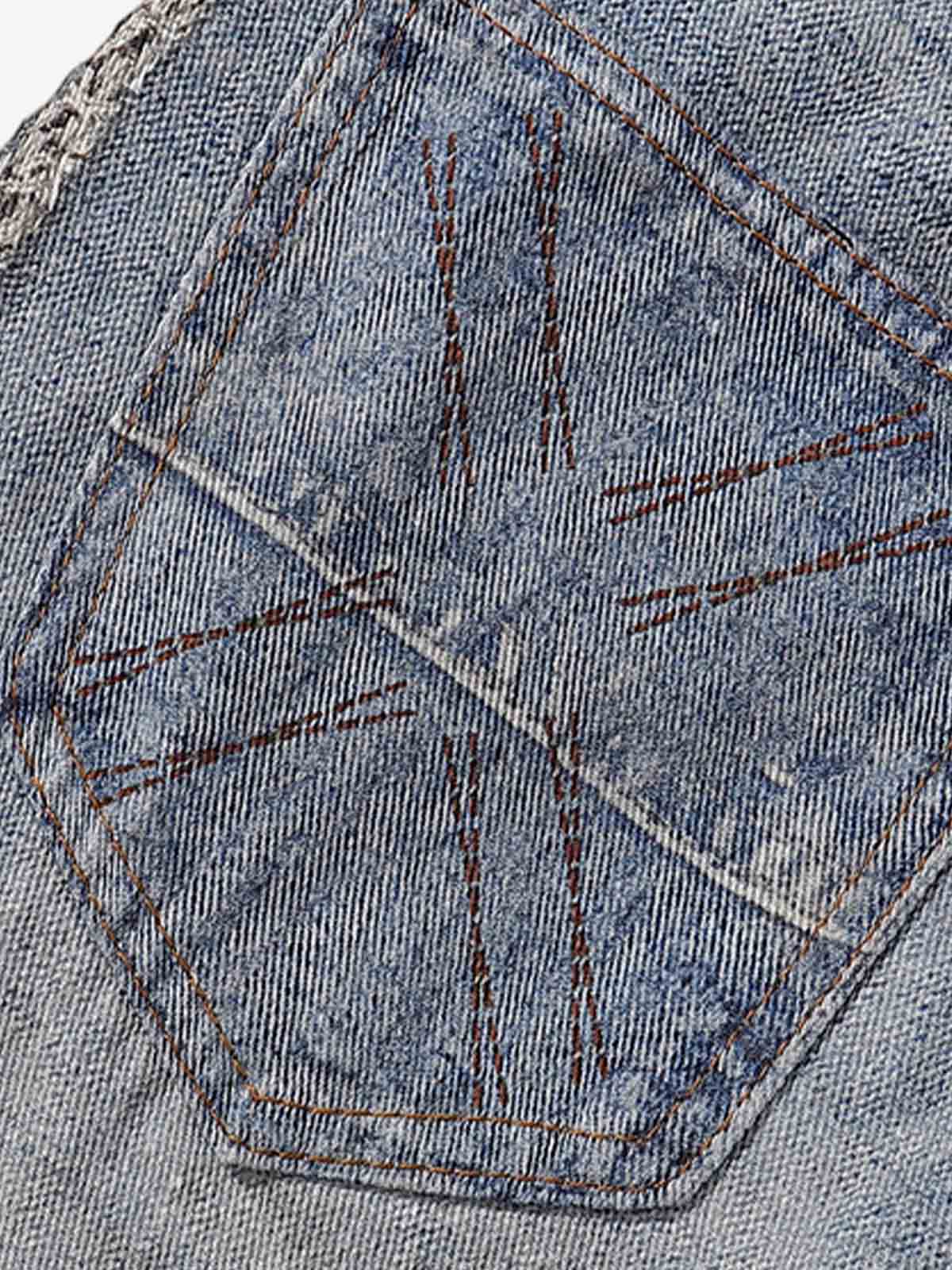 Street Chain Pendant Deconstructed Jeans 