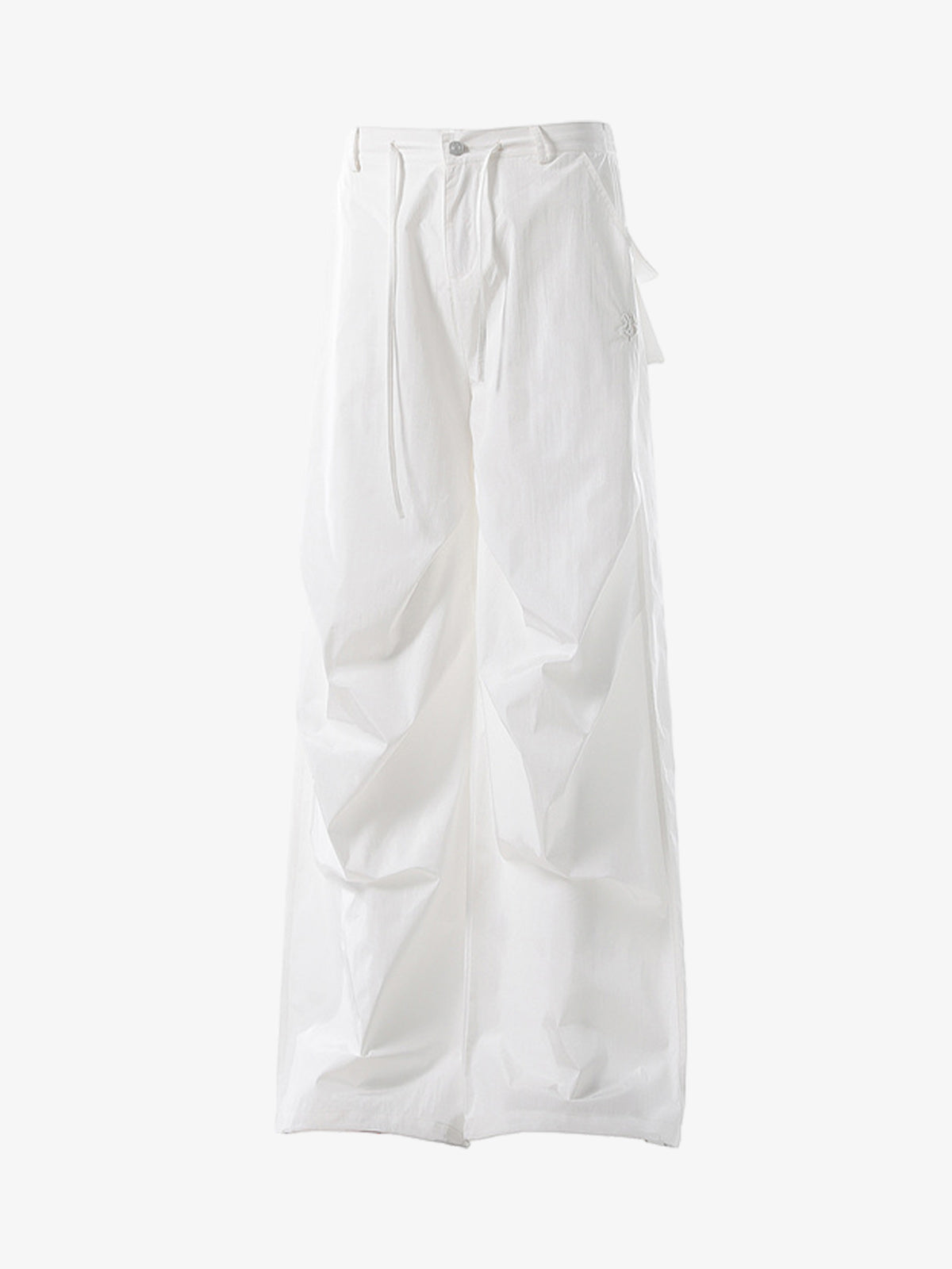 Vintage Drawstring Draped Embroidered Wide Leg Pants 
