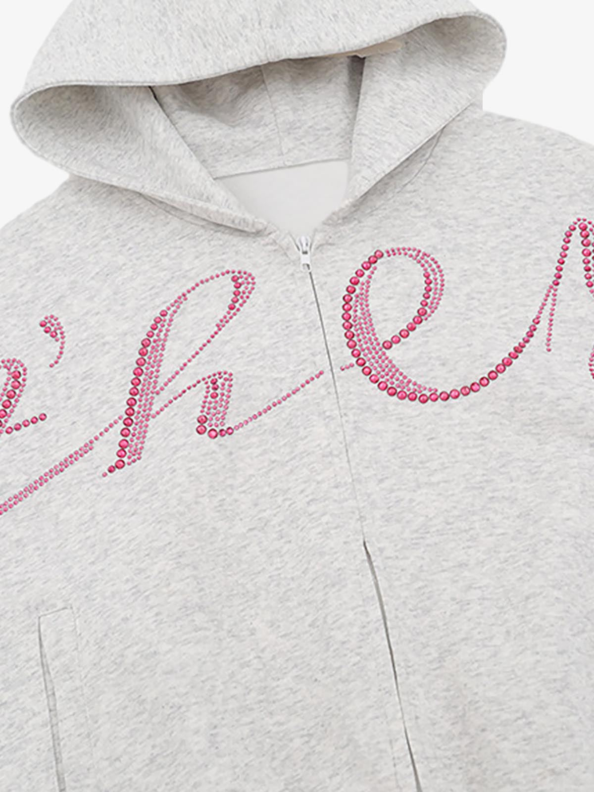 Stylish Hooded Zip-Up Jacket with Sparkling Letter Design for Men and Women 