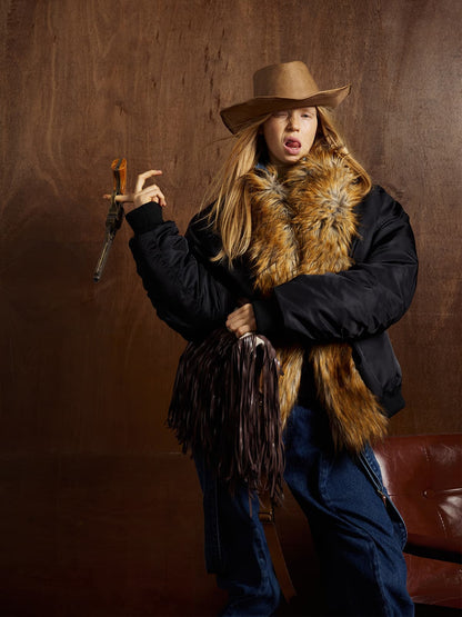 Winter-Ready Corduroy Jacket with Faux Fur Trim for Men 