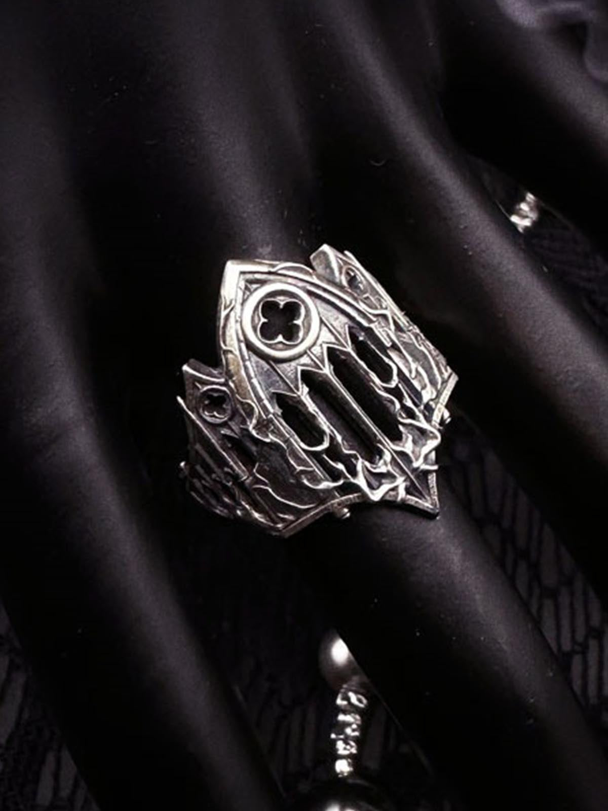Stainless Steel Gothic Cathedral Ring with Intricate Church Window Design for Men and Women 