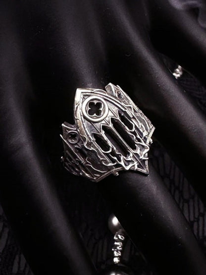 Stainless Steel Gothic Cathedral Ring with Intricate Church Window Design for Men and Women 