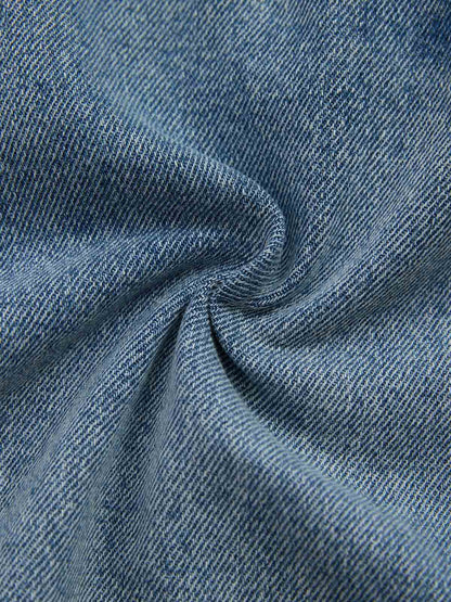 Denim Shorts with Barbed Wire Embroidery and Ripped Details for Men?