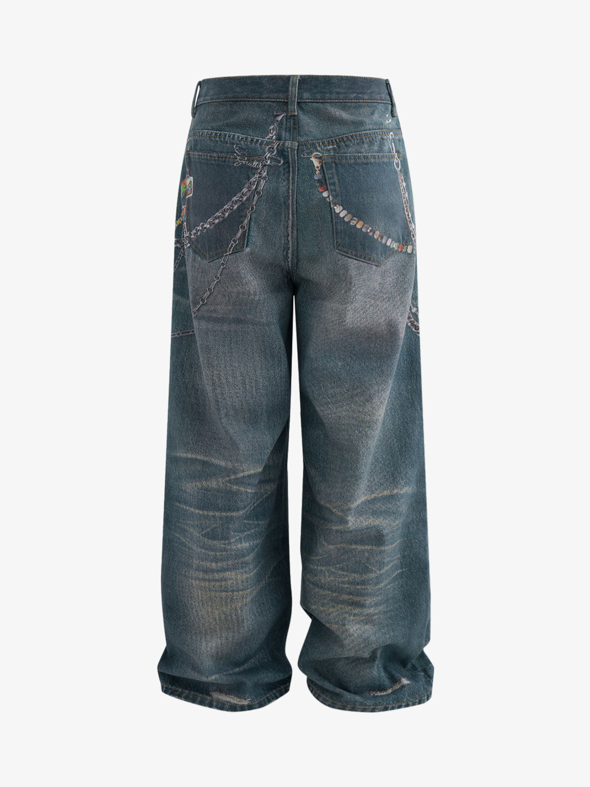RO Chain Hole 3D Printed Baggy Jeans 